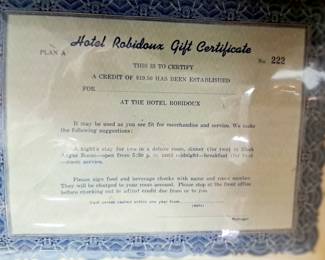 "Hotel Robidoux Gift Certificate"