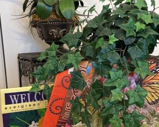 Metal Plant Stand and Flowers