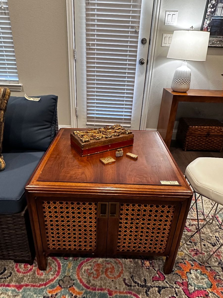 Mid Century Modern side table with caning