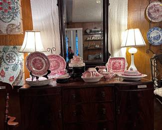 Sold Mason “Vista” Red Ironstone pieces
2 vintage lamps
Sideboard SOLD
Mirror SOLD