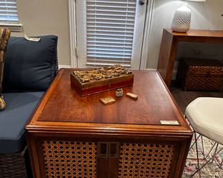 Mid Century Modern side table with caning