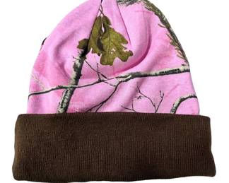 Womens Cotton Pink Camo Knit Hat