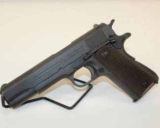 Mint WWII Colt 1911 A1 Pistol A super high condition World War II US Colt 1911 A1 automatic pistol in just about mint unissued condition. Has original two tone magazine present. Would be very hard to upgrade this example. The nicest one we have ever had in house. .45 cal. Ser# 870606   **ATF LAWS APPLY**