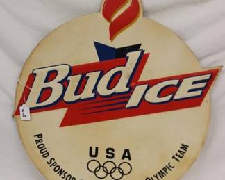 Vintage 1996 Atlanta Olympics Bud Ice Metal Sign Beer Advertisement 25" tall  