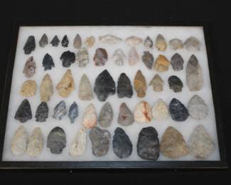 52pc Native American Spearpoint, Arrowheads Collection 12x16"
