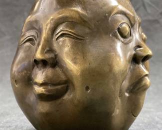 Brass Four Faces of Buddhism Head Sculpture
