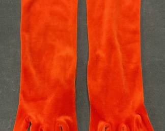 KENZO Red Velour Long Gloves
