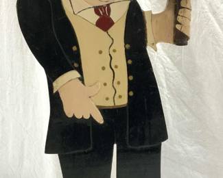 Retro Standing Folk Art Figural Floor Ashtray 32in
