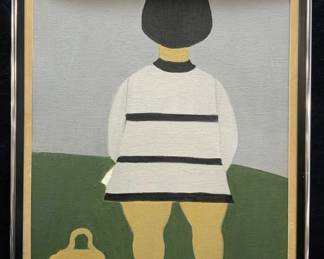 Framed Woman Standing Oil Painting
