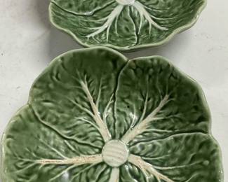 2 Bordallo Pinheiro C Rainha Majolica Bowls
