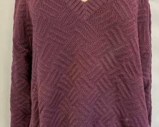 DUNHILL Purple Cotton V Neck Sweater, Italy
