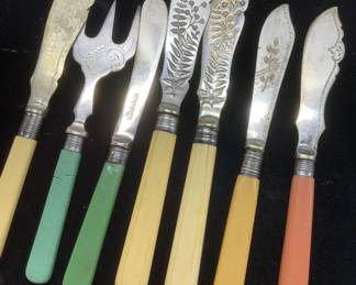 Bakelite Handle Vintage EPNS Fish Knives & Fork, 7
