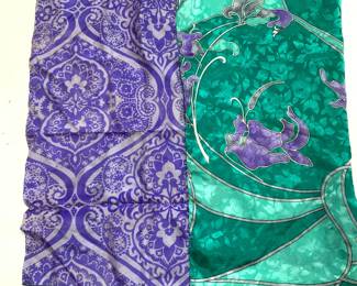 Lot 2 Vintage Triangle Shawl, Indian Print Scarf
