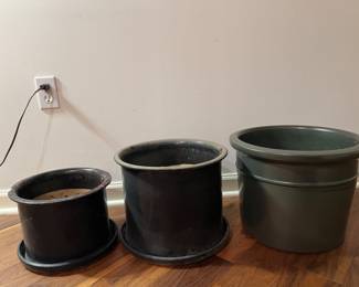 3 Planter Pots Heavy Duty Ceramic Dark Colors