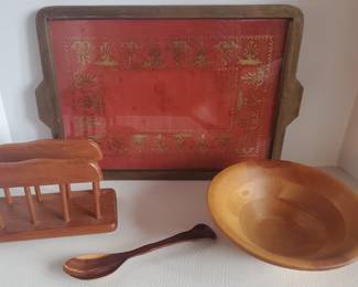 Lot of Decorative MCM Wood Items 