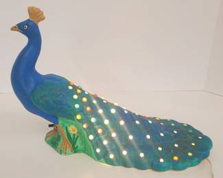 Vintage Holland Mold Ceramic Lighted Peacock 