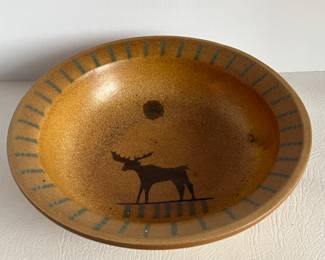 Vtg Flat Earth Pottery MICHAEL SCHYLER Moose Bowl