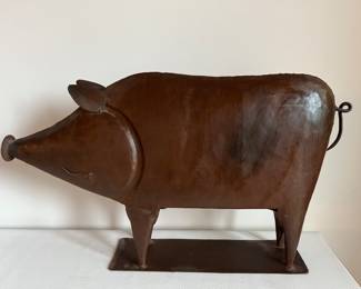 Vintage Metal Large PIG Folk Art Sculpture
