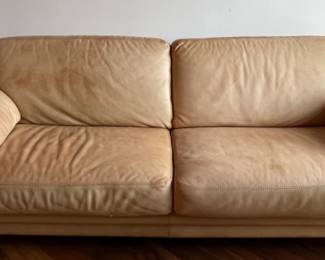 Natuzzi Post Modern Distressed Leather Sofa Italy