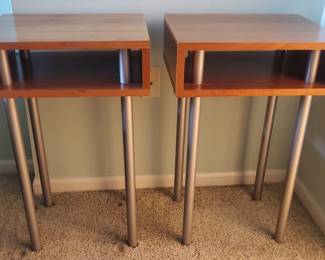 2 BLU DOT Side / End Tables w/ Steel Accent Legs 