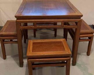 007 Vintage Chinese Table Four Stools