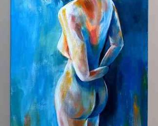 Original Blue Lady Painting On Canvas