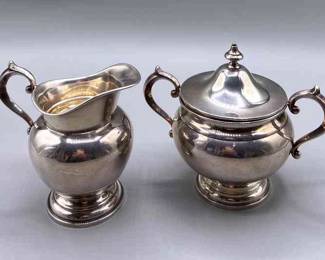 Gorham Sterling Silver Creamer Sugar Bowl