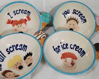 Four Really Cool Vintage Ice Cream Bowls 
