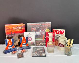 Alabama Book Has Bear Signature And Auburn Items