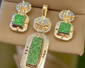 Sterling 14k 18k UVAROVITE Designer signed E.A. $175 or bid #61