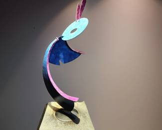 Stylized Kokopelli steel sculpture $429 or bid #68