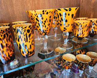 21pcs Leopard Glass Stemware $129 or bid#96