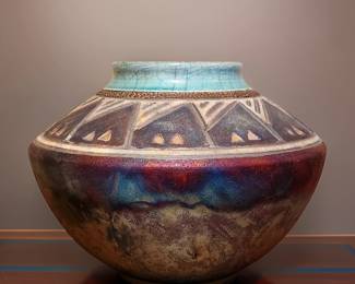 RAKU Art Pottery Vase by MICHAEL GWINUP $95 or bid #37