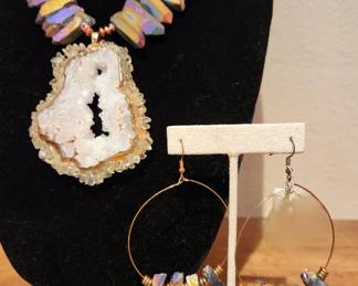 DAHLIA Natural Minerals Necklace and Earring set $150 or bid #41