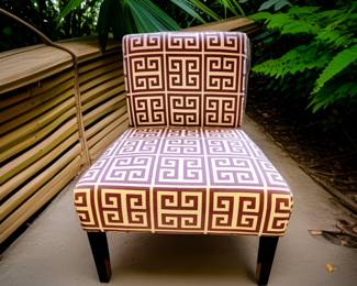 Lavender Greek Key Armless Chair $85 or bid #103