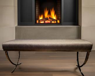 Iron Base Upholstered Bench by HEARTHSTONE Ent. Boone, NC $179 or bid #42