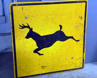 Metal Road Sign Assortment Including Stop Signs 24" x 24" And 30" x 30", No Parking In Driveway Sign, Speed Limit 15, And Road Work Ahead, And Deer Crossing 36" x 36"
