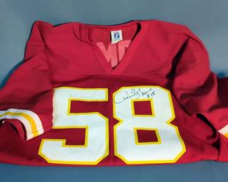 Kansas City Chiefs #58 Derrick Thomas Logo 7 Signed Jersey, Size XL