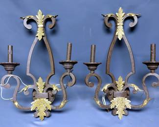 Vintage Metal Light Fixtures 22" x 14" x 5", Qty 2
