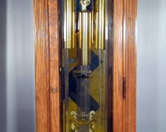 Howard Miller Grandfather Clock With Mirrored Back, Interior Light, And Glass Side Panels, Model 660-225, 80.5" x 18" x 10.5"