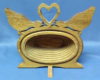 Vintgage Brass Spitoon With Drawstring Design, Gold Tone Woven Wire Basket, Wood Duck Wall Decor With Spiral Cut Center, And More