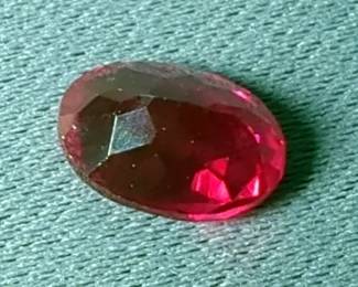 Synthetic Ruby Cut And Polished Loose Gemstone, Approx 10mm x 7.5mm

