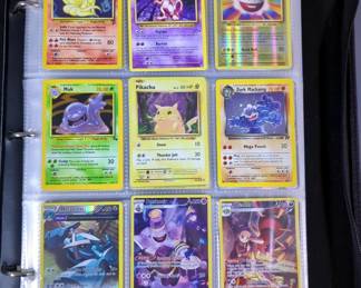 Poke'mon Trading Card Collection Including Pikachu, Mewtwo, Charmander, And More, Contents Of Binder