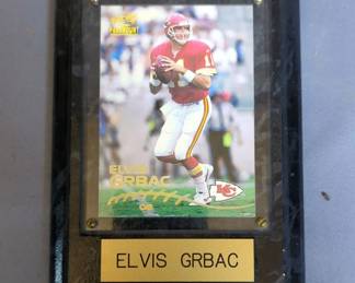 Kansas City Chiefs #11 Elvis Grbac Framed Photo With Stats, 11" x 14" And Plaques, 6" x 4.5", Qty 2
