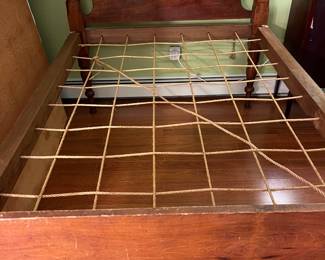 Antique rope bed, 3/4 size 