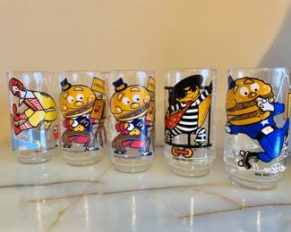 $20 - Set of 5 Vintage McDonald/Hamburgler glasses - each 5.5" H, 2.75" diam