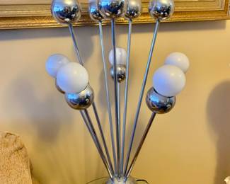 $450 -Torino Italy Lamp Chrome Eyeball Table Lamp Sputnik Mid-Century Space Age (WORKS BUT NEEDS TO BE REWIRED) - 32" H, base 11" diam
