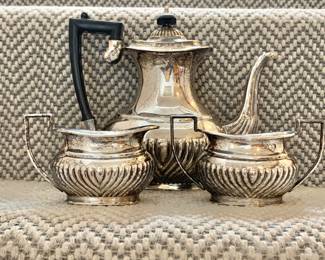 $75 - Sheffield England silverplate coffee or tea serving set 8"H by 8" W