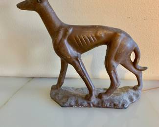 $50 - Vintage metal greyhound doorstop/figure - 6.75" H, 8" L, 2.5" W