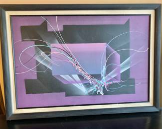 $150 - Framed abstract air brush art - 29.25" H x 41.25" W